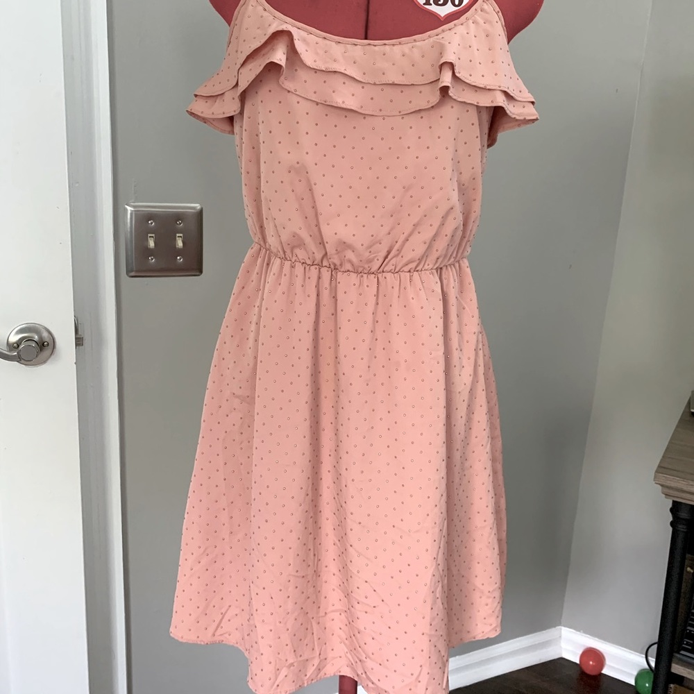 Ballet pink party dress with gold dots